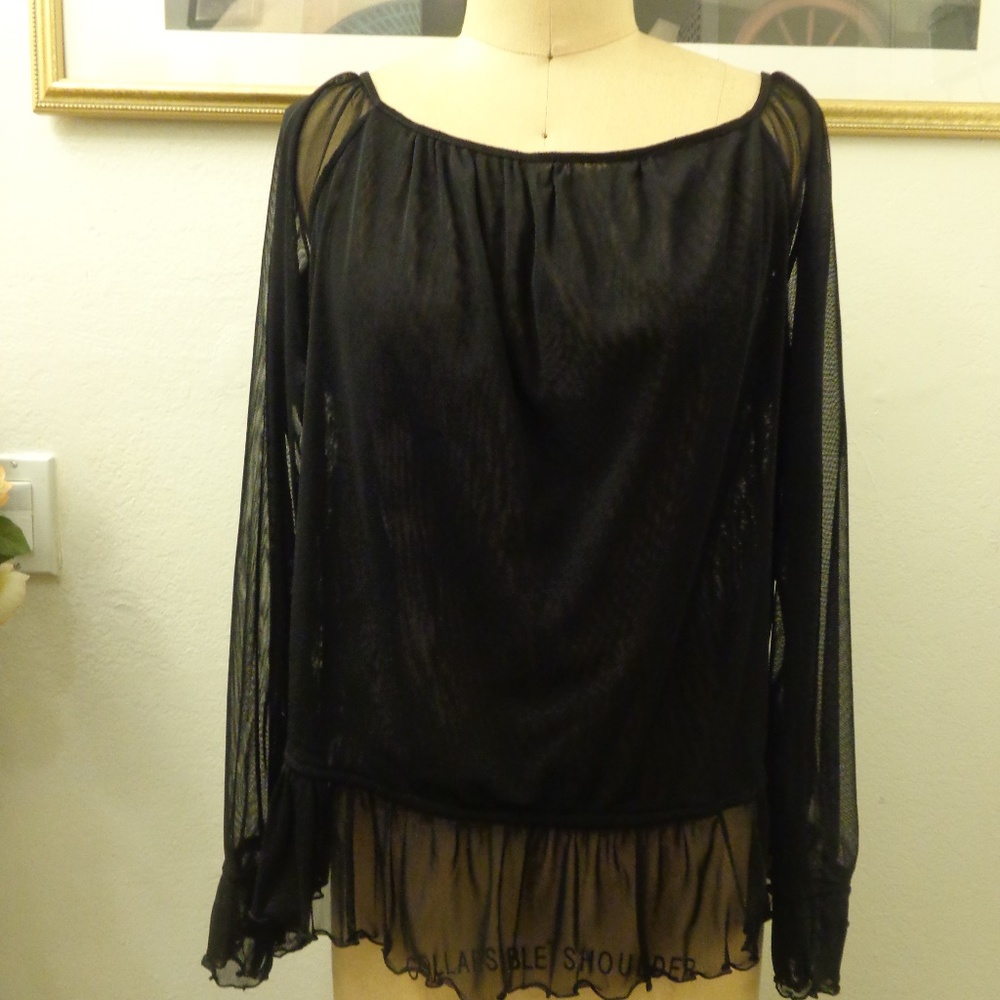 Cami International Black Long Sleeve Blouse Top